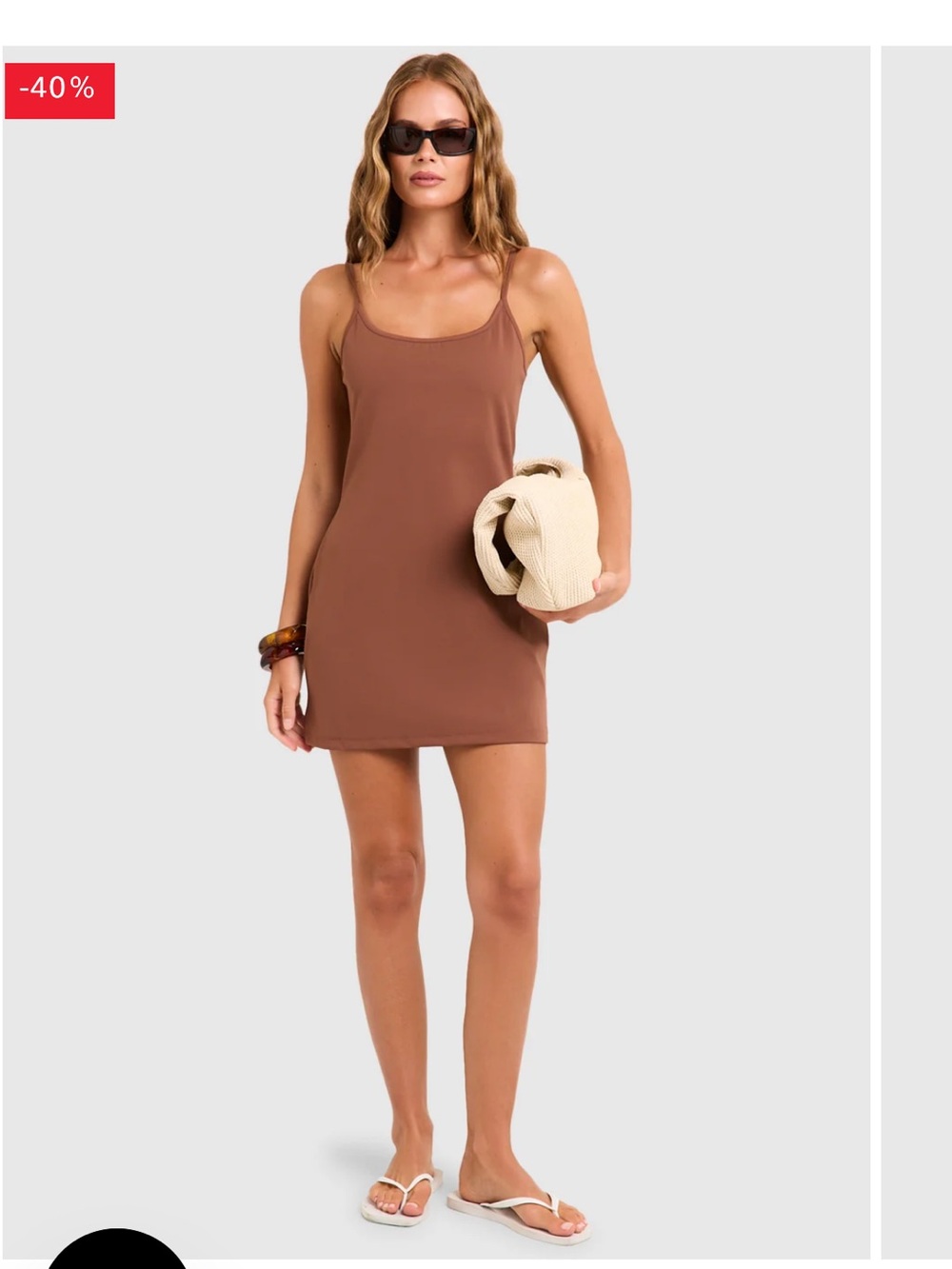 General Pants Co Tan Spaghetti-Strap Mini Dress